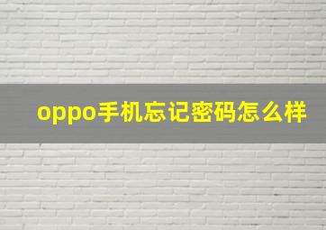 oppo手机忘记密码怎么样