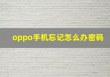 oppo手机忘记怎么办密码