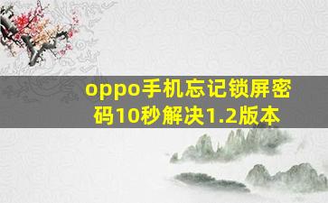 oppo手机忘记锁屏密码10秒解决1.2版本