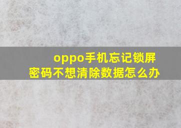 oppo手机忘记锁屏密码不想清除数据怎么办