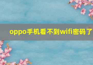 oppo手机看不到wifi密码了