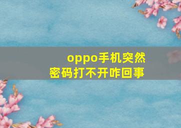 oppo手机突然密码打不开咋回事