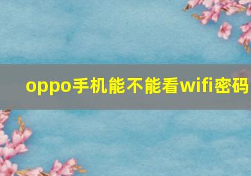 oppo手机能不能看wifi密码