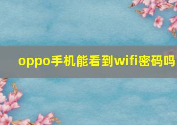 oppo手机能看到wifi密码吗