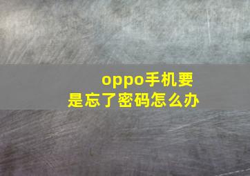 oppo手机要是忘了密码怎么办