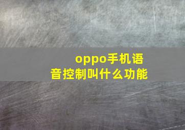 oppo手机语音控制叫什么功能