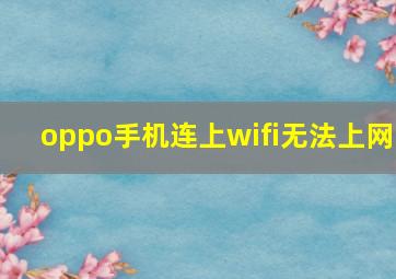 oppo手机连上wifi无法上网