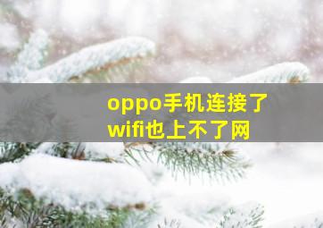 oppo手机连接了wifi也上不了网