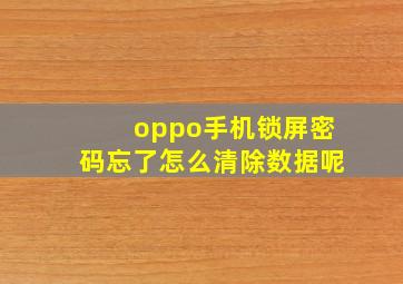 oppo手机锁屏密码忘了怎么清除数据呢