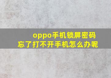 oppo手机锁屏密码忘了打不开手机怎么办呢