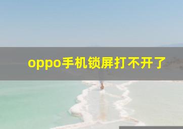 oppo手机锁屏打不开了