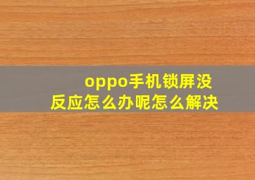 oppo手机锁屏没反应怎么办呢怎么解决