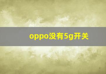 oppo没有5g开关