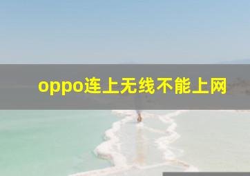 oppo连上无线不能上网