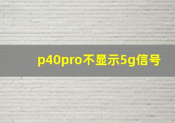 p40pro不显示5g信号