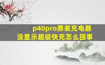 p40pro原装充电器没显示超级快充怎么回事