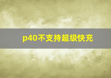 p40不支持超级快充