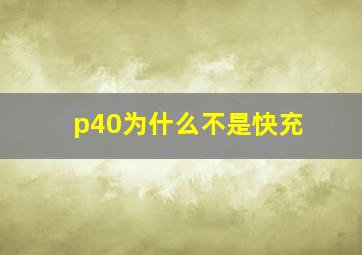 p40为什么不是快充