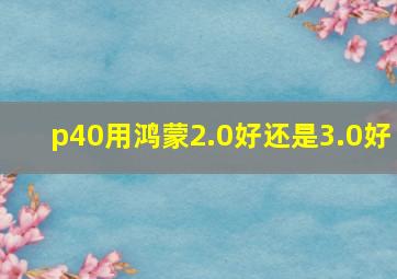 p40用鸿蒙2.0好还是3.0好