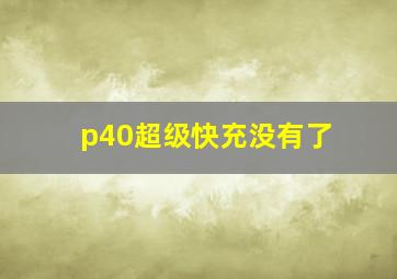 p40超级快充没有了