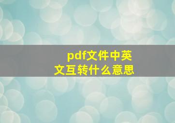 pdf文件中英文互转什么意思