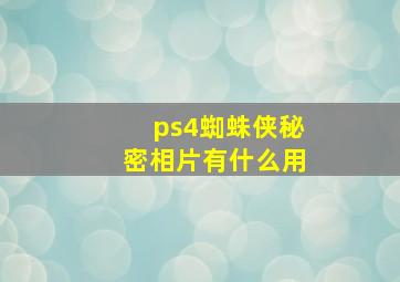 ps4蜘蛛侠秘密相片有什么用