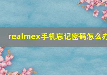 realmex手机忘记密码怎么办