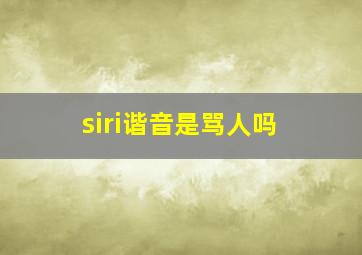 siri谐音是骂人吗