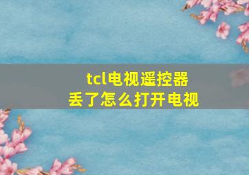 tcl电视遥控器丢了怎么打开电视