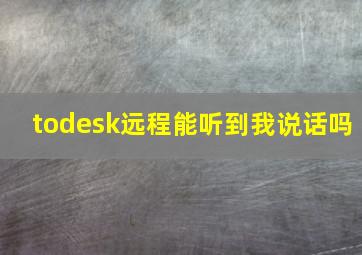 todesk远程能听到我说话吗