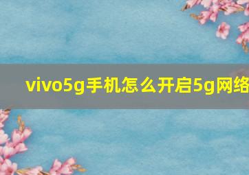 vivo5g手机怎么开启5g网络