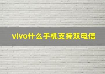 vivo什么手机支持双电信