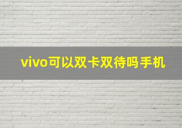 vivo可以双卡双待吗手机