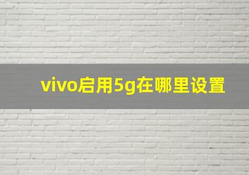 vivo启用5g在哪里设置