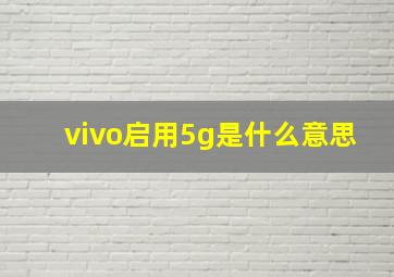 vivo启用5g是什么意思