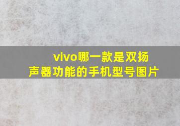 vivo哪一款是双扬声器功能的手机型号图片