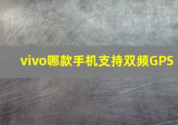 vivo哪款手机支持双频GPS