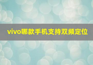 vivo哪款手机支持双频定位