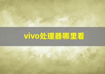 vivo处理器哪里看