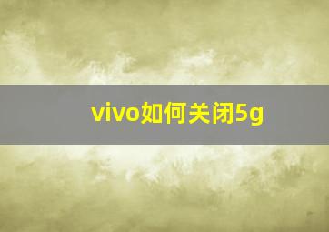 vivo如何关闭5g