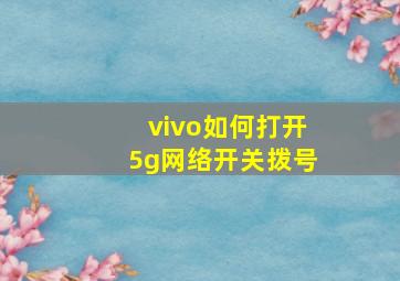 vivo如何打开5g网络开关拨号