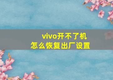 vivo开不了机怎么恢复出厂设置