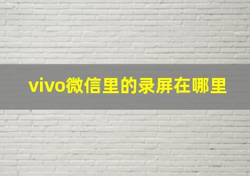 vivo微信里的录屏在哪里