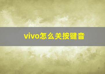 vivo怎么关按键音