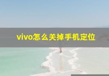 vivo怎么关掉手机定位