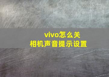 vivo怎么关相机声音提示设置