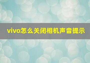 vivo怎么关闭相机声音提示