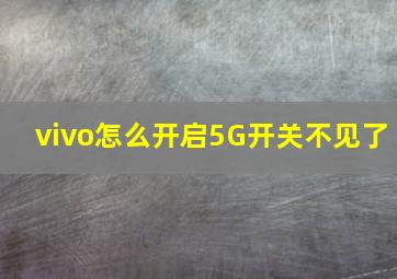 vivo怎么开启5G开关不见了