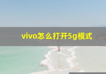 vivo怎么打开5g模式