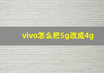 vivo怎么把5g改成4g